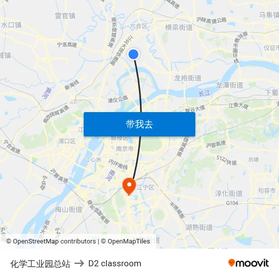 化学工业园总站 to D2 classroom map