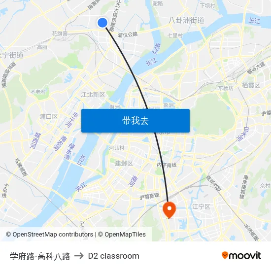 学府路·高科八路 to D2 classroom map