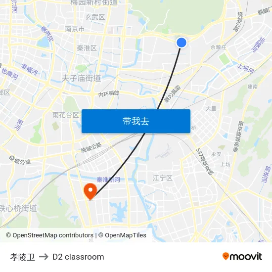 孝陵卫 to D2 classroom map
