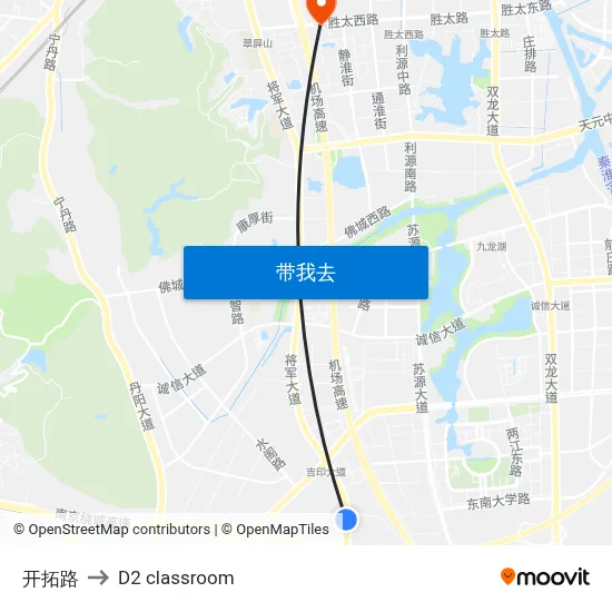 开拓路 to D2 classroom map
