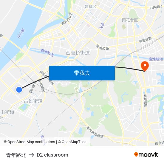 青年路北 to D2 classroom map