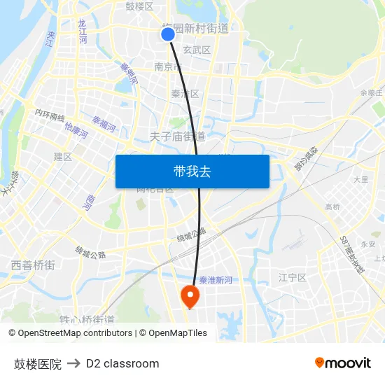 鼓楼医院 to D2 classroom map