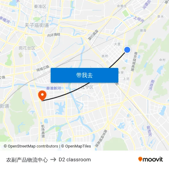 农副产品物流中心 to D2 classroom map