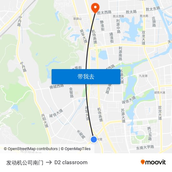 发动机公司南门 to D2 classroom map