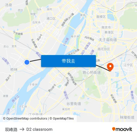 双峰路 to D2 classroom map