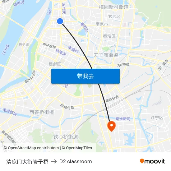 清凉门大街管子桥 to D2 classroom map