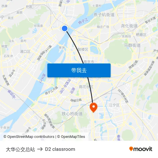 大华公交总站 to D2 classroom map