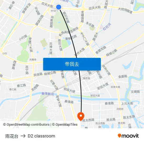 雨花台 to D2 classroom map