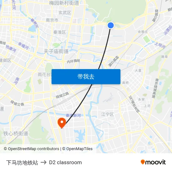 下马坊地铁站 to D2 classroom map