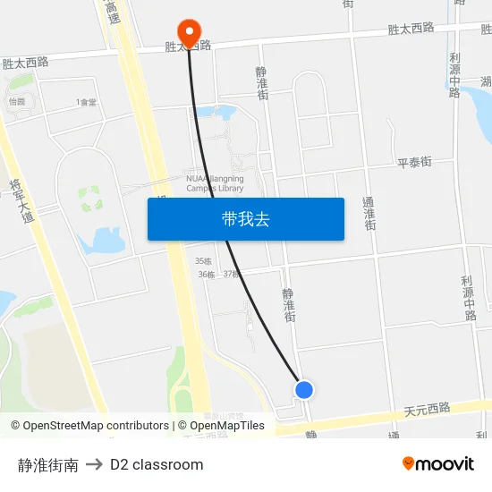 静淮街南 to D2 classroom map