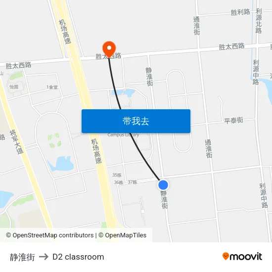 静淮街 to D2 classroom map