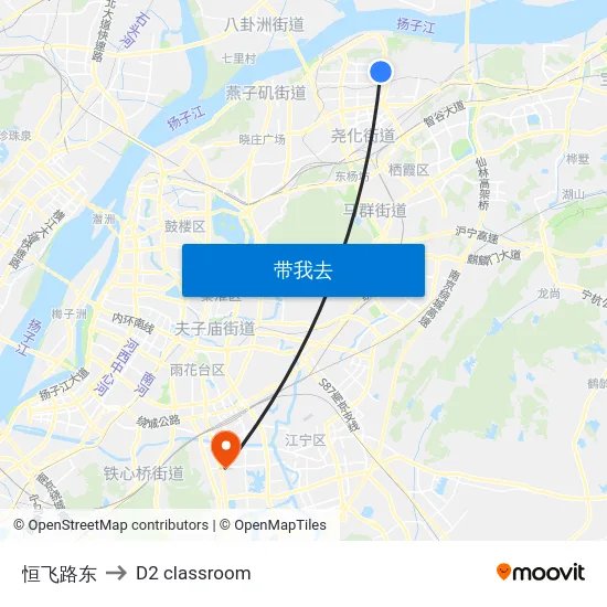 恒飞路东 to D2 classroom map
