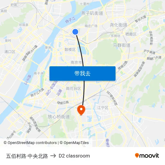 五佰村路·中央北路 to D2 classroom map