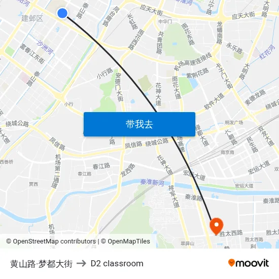 黄山路·梦都大街 to D2 classroom map