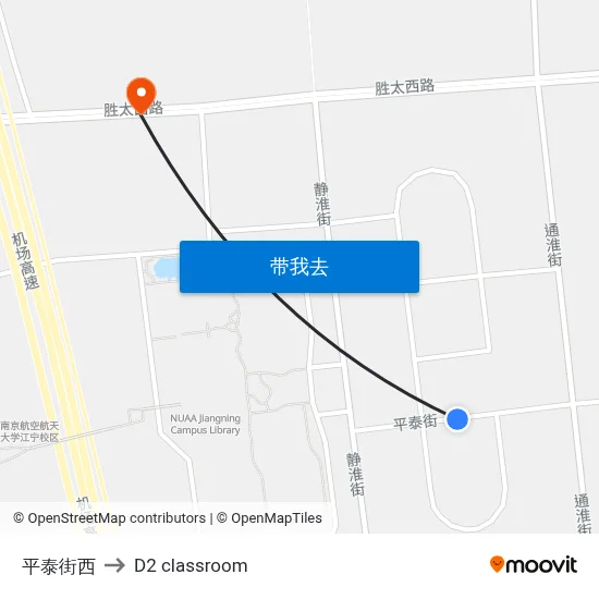 平泰街西 to D2 classroom map