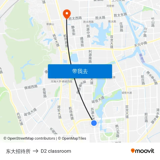 东大招待所 to D2 classroom map