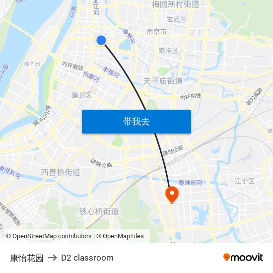 康怡花园 to D2 classroom map