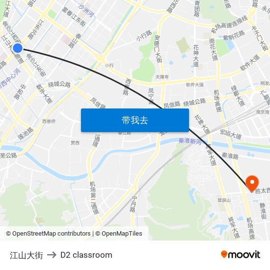 江山大街 to D2 classroom map