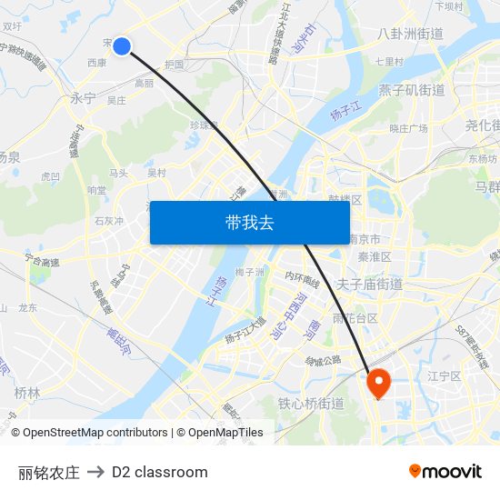 丽铭农庄 to D2 classroom map