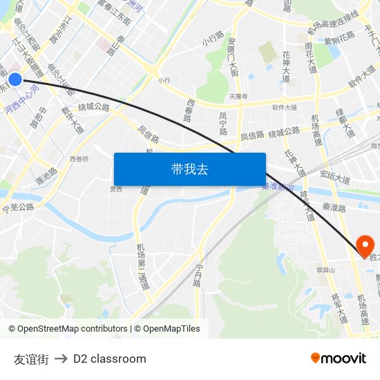 友谊街 to D2 classroom map