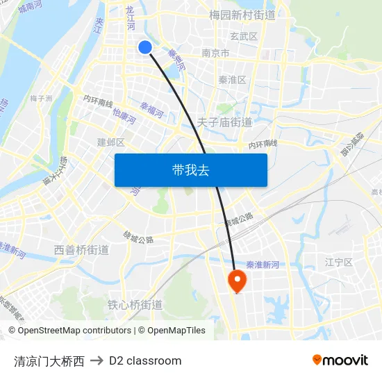 清凉门大桥西 to D2 classroom map