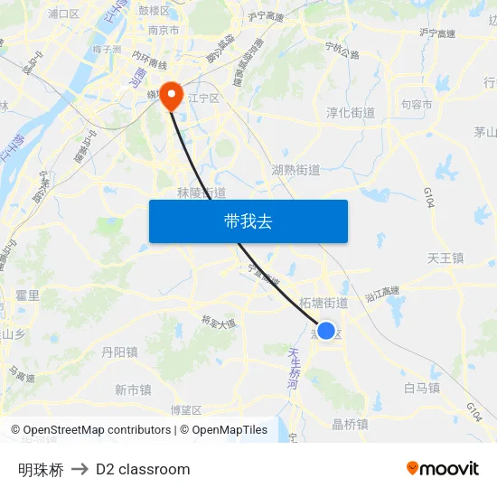 明珠桥 to D2 classroom map