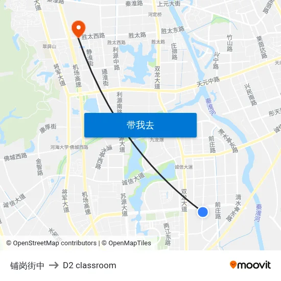 铺岗街中 to D2 classroom map