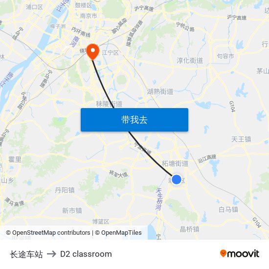 长途车站 to D2 classroom map