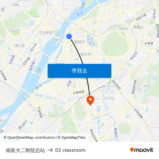 南医大二附院总站 to D2 classroom map