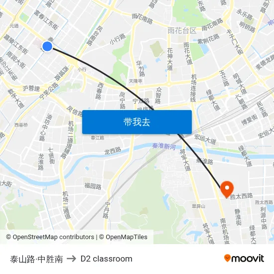泰山路·中胜南 to D2 classroom map