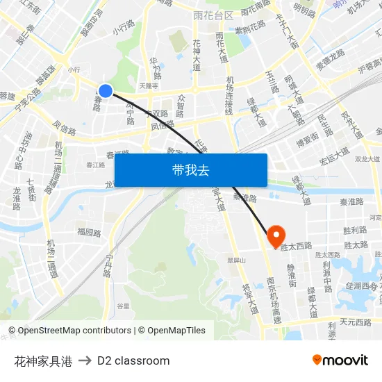 花神家具港 to D2 classroom map