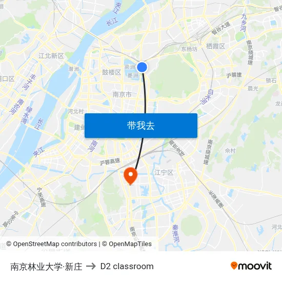 南京林业大学·新庄 to D2 classroom map