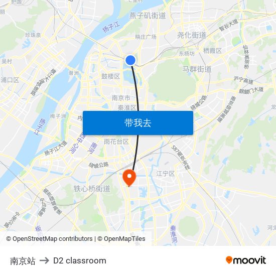 南京站 to D2 classroom map