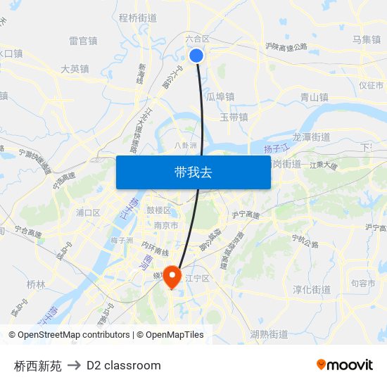 桥西新苑 to D2 classroom map