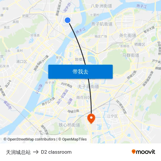 天润城总站 to D2 classroom map
