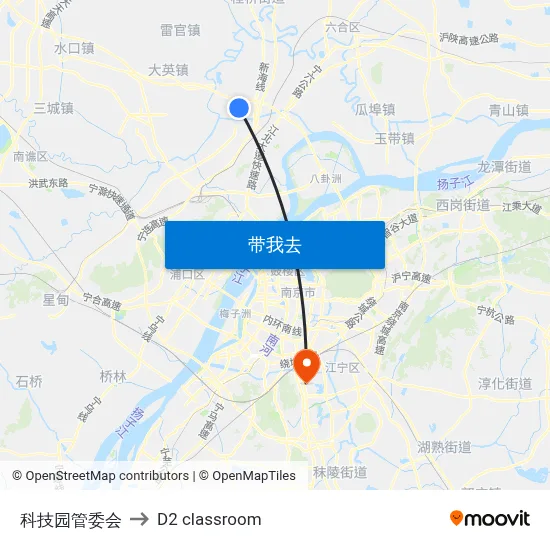 科技园管委会 to D2 classroom map