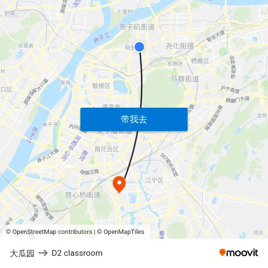 大瓜园 to D2 classroom map