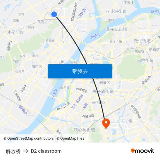 解放桥 to D2 classroom map