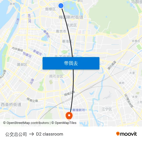 公交总公司 to D2 classroom map