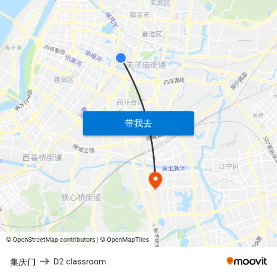 集庆门 to D2 classroom map
