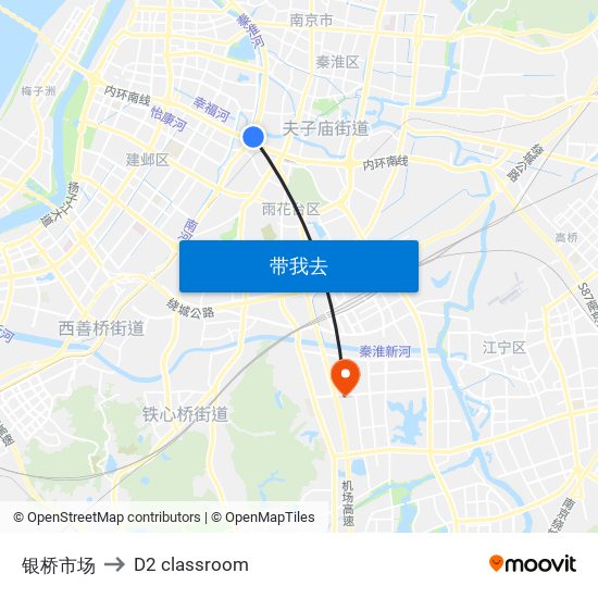 银桥市场 to D2 classroom map