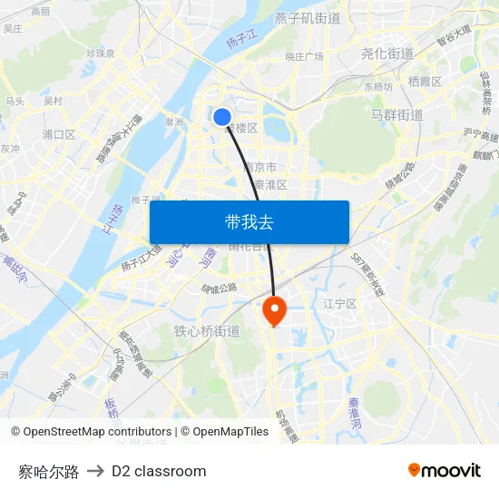 察哈尔路 to D2 classroom map