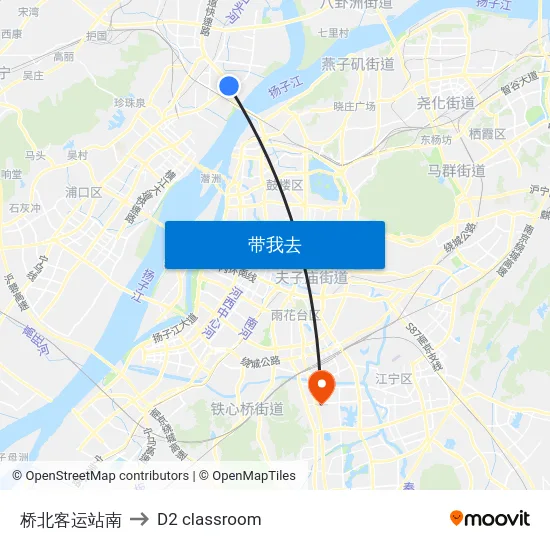 桥北客运站南 to D2 classroom map