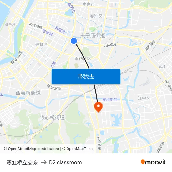 赛虹桥立交东 to D2 classroom map