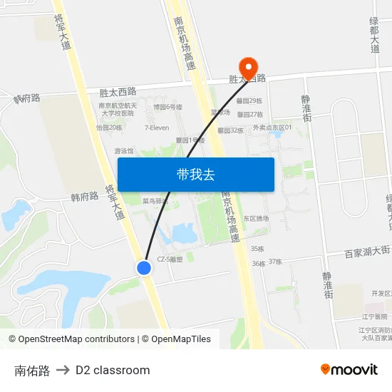 南佑路 to D2 classroom map