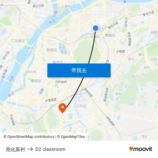 尧化新村 to D2 classroom map
