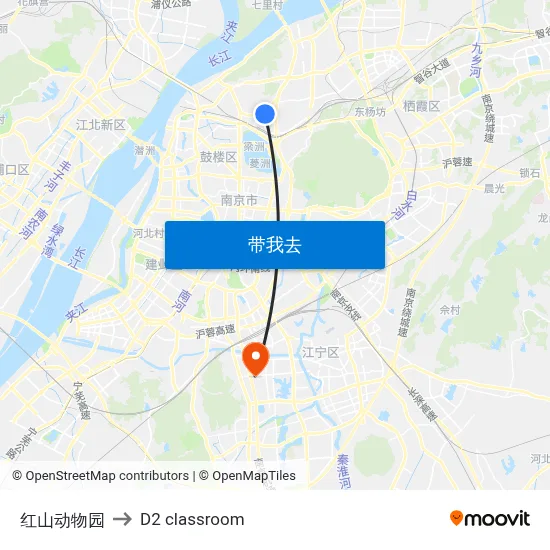 红山动物园 to D2 classroom map