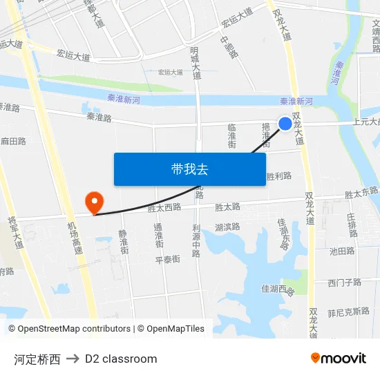 河定桥西 to D2 classroom map