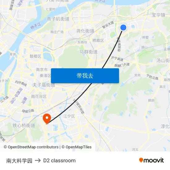 南大科学园 to D2 classroom map