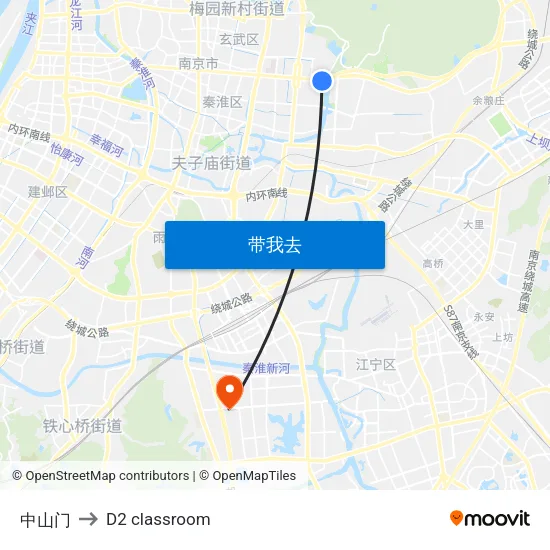 中山门 to D2 classroom map